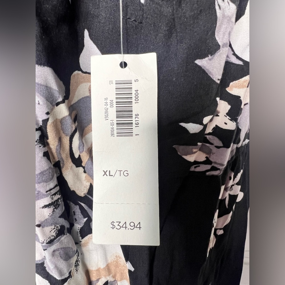 Old Navy Long Sleeve Black Floral Printed Lightweight Mini Dress NEW - Picture 3 of 6